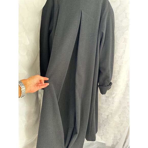 Women’s 24 W Black WOOL MAXI Coat LONG Swingy Back Pleat HEAVY Brylane Classic - Picture 6 of 9